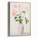Maximalist Wall Art: Soft Pink Roses in Vase for Elegant Home Decor