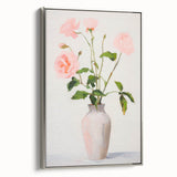 Maximalist Wall Art: Soft Pink Roses in Vase for Elegant Home Decor