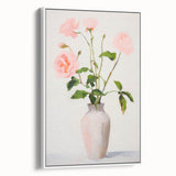 Maximalist Wall Art: Soft Pink Roses in Vase for Elegant Home Decor