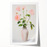 Maximalist Wall Art: Soft Pink Roses in Vase for Elegant Home Decor