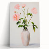 Maximalist Wall Art: Soft Pink Roses in Vase for Elegant Home Decor