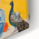 Maximalist Wall Art: Vibrant Peacock and Vase with Flowers for Bold Decor