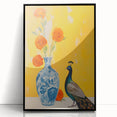 Maximalist Wall Art: Vibrant Peacock and Vase with Flowers for Bold Decor