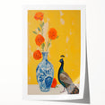Maximalist Wall Art: Vibrant Peacock and Vase with Flowers for Bold Decor
