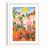 Maximalist Eclectic Wall Art with Vibrant Citrus and Bold Landscape Design