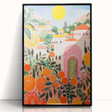 Maximalist Eclectic Wall Art with Vibrant Citrus and Bold Landscape Design
