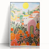 Maximalist Eclectic Wall Art with Vibrant Citrus and Bold Landscape Design