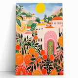 Maximalist Eclectic Wall Art with Vibrant Citrus and Bold Landscape Design