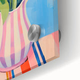 Maximalist Floral Wall Art with Bold Tulip Bouquet in Striped Vase Design