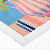 Maximalist Floral Wall Art with Bold Tulip Bouquet in Striped Vase Design