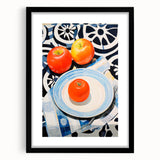 Maximalist Still Life Wall Art with Bold Apple and Plate Eclectic Design