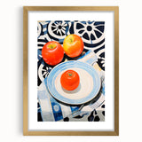 Maximalist Still Life Wall Art with Bold Apple and Plate Eclectic Design