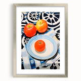 Maximalist Still Life Wall Art with Bold Apple and Plate Eclectic Design