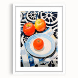 Maximalist Still Life Wall Art with Bold Apple and Plate Eclectic Design