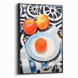Maximalist Still Life Wall Art with Bold Apple and Plate Eclectic Design