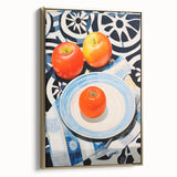 Maximalist Still Life Wall Art with Bold Apple and Plate Eclectic Design