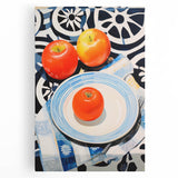 Maximalist Still Life Wall Art with Bold Apple and Plate Eclectic Design