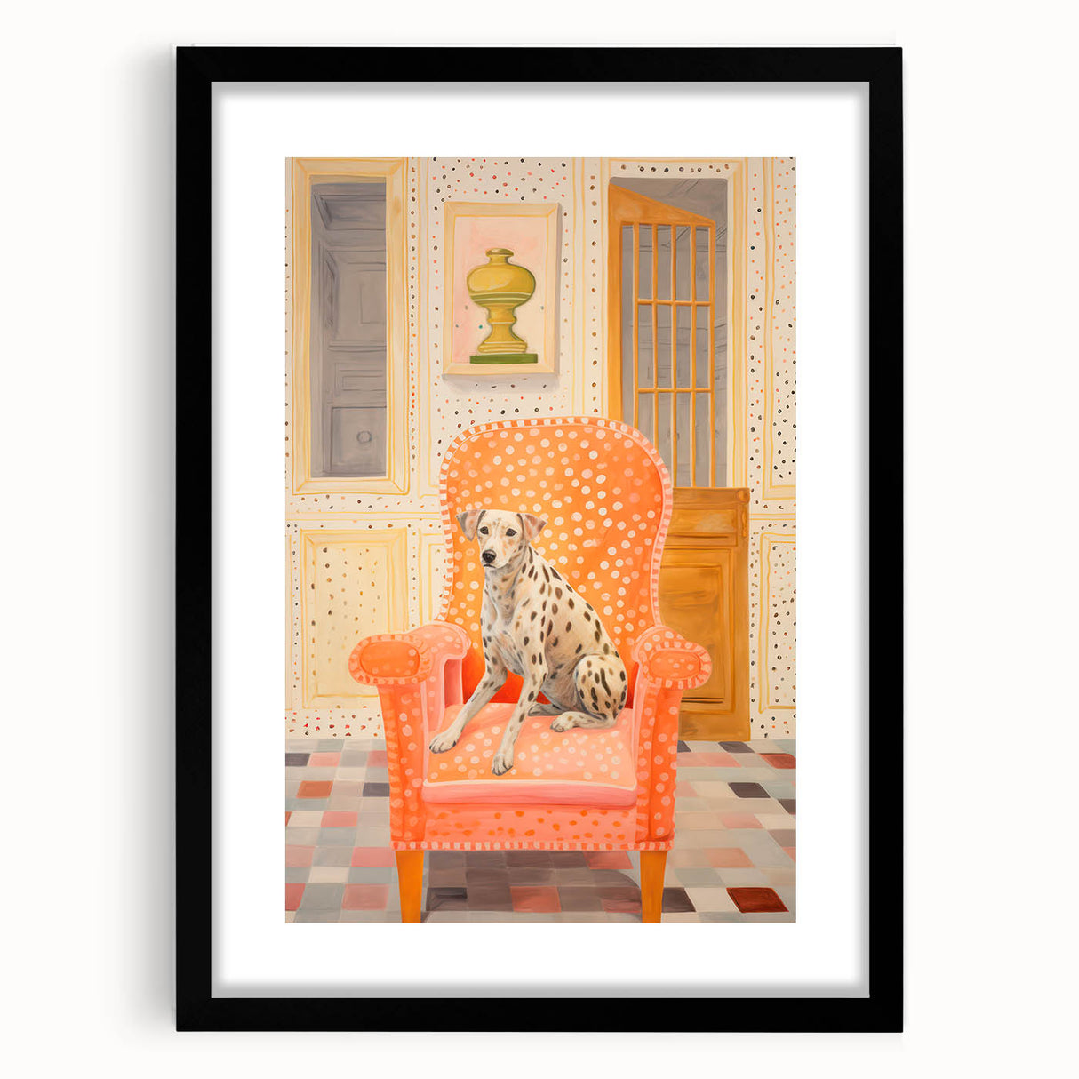 Maximalist Eclectic Wall Art with Bold Dalmatian in Vibrant Interior Design