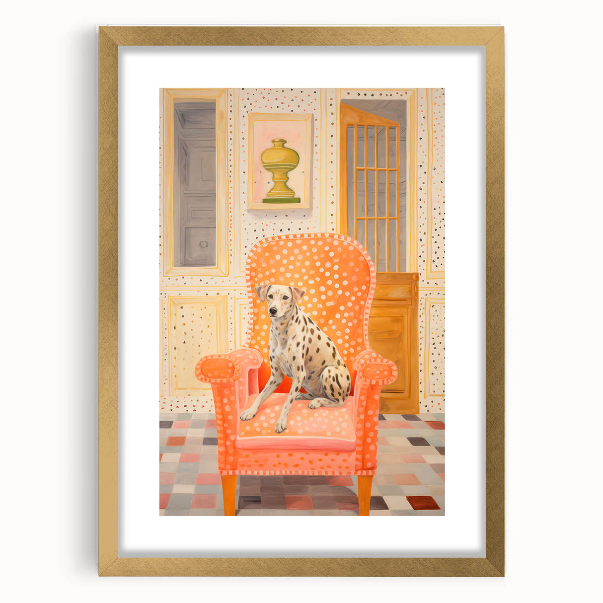 Maximalist Eclectic Wall Art with Bold Dalmatian in Vibrant Interior Design
