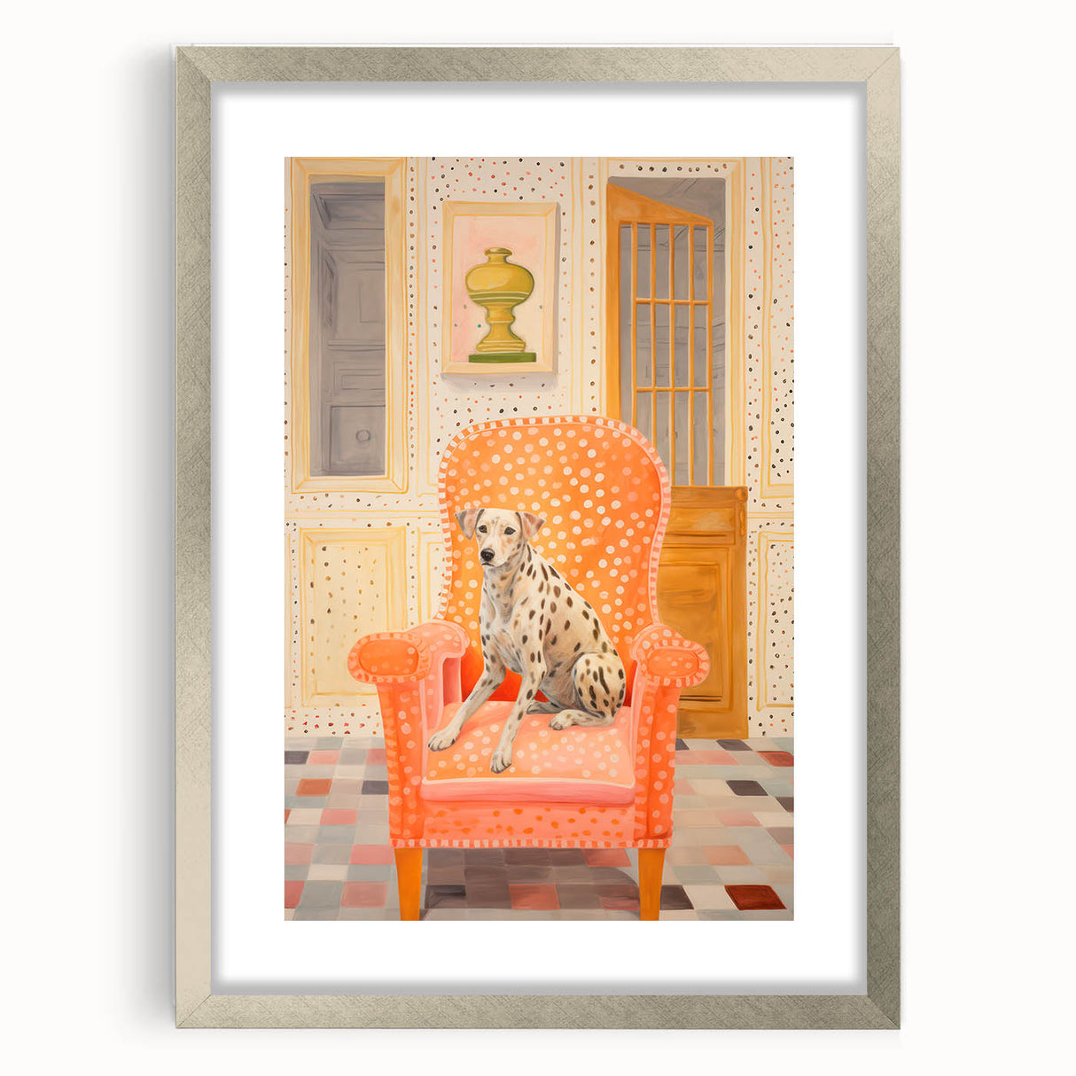 Maximalist Eclectic Wall Art with Bold Dalmatian in Vibrant Interior Design