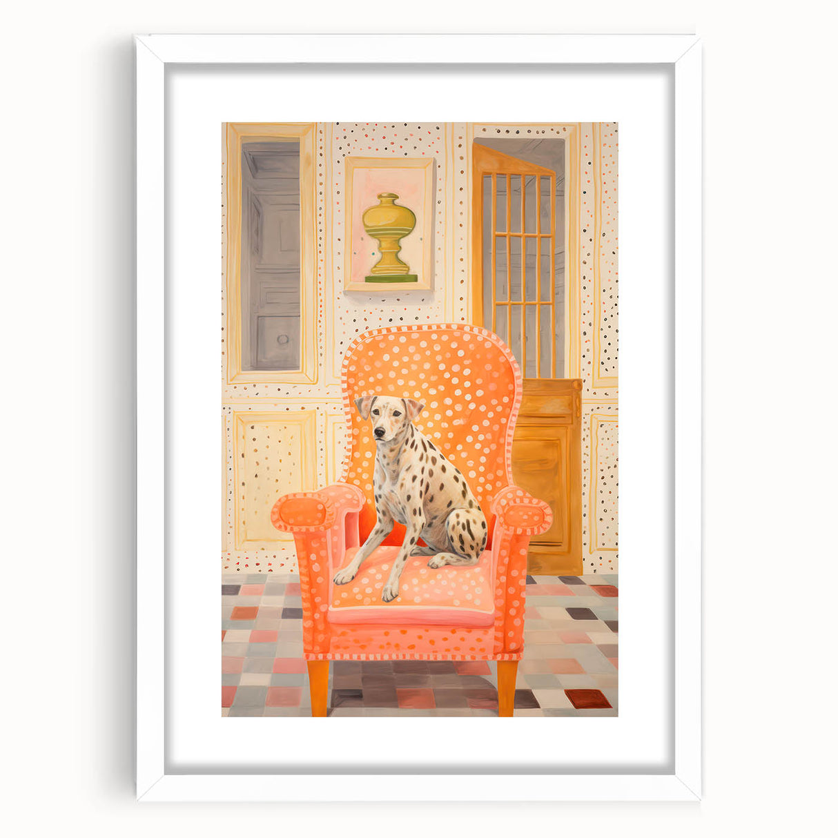 Maximalist Eclectic Wall Art with Bold Dalmatian in Vibrant Interior Design