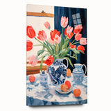 Maximalist Floral Still Life Wall Art with Vibrant Tulips and Bold Vase