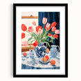 Maximalist Floral Still Life Wall Art with Vibrant Tulips and Bold Vase