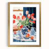 Maximalist Floral Still Life Wall Art with Vibrant Tulips and Bold Vase