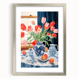Maximalist Floral Still Life Wall Art with Vibrant Tulips and Bold Vase