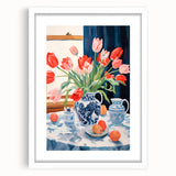 Maximalist Floral Still Life Wall Art with Vibrant Tulips and Bold Vase