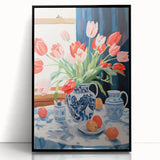Maximalist Floral Still Life Wall Art with Vibrant Tulips and Bold Vase