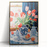 Maximalist Floral Still Life Wall Art with Vibrant Tulips and Bold Vase