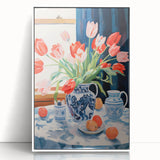 Maximalist Floral Still Life Wall Art with Vibrant Tulips and Bold Vase