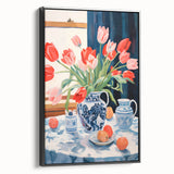 Maximalist Floral Still Life Wall Art with Vibrant Tulips and Bold Vase