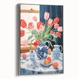 Maximalist Floral Still Life Wall Art with Vibrant Tulips and Bold Vase