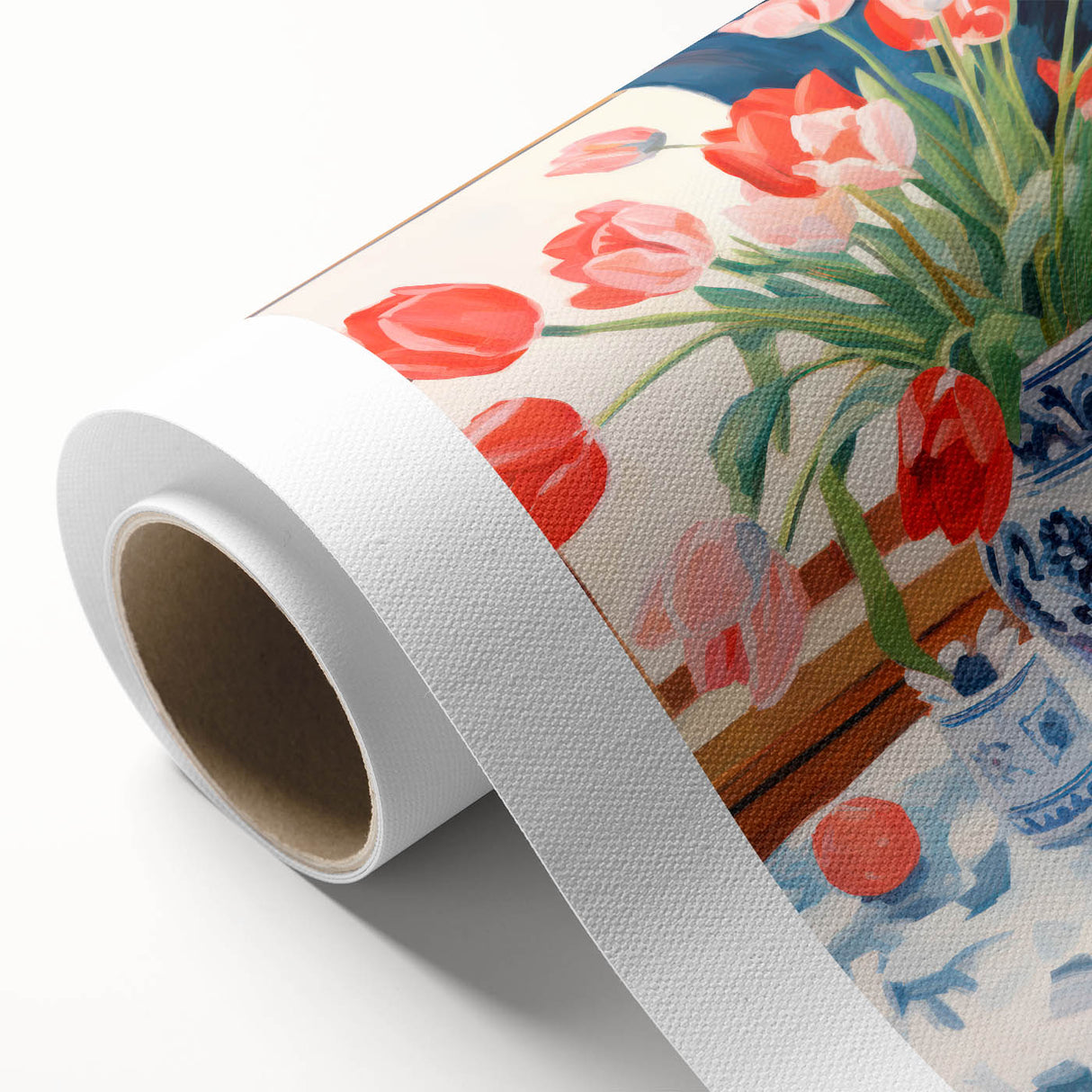Maximalist Floral Still Life Wall Art with Vibrant Tulips and Bold Vase