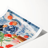 Maximalist Floral Still Life Wall Art with Vibrant Tulips and Bold Vase