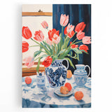 Maximalist Floral Still Life Wall Art with Vibrant Tulips and Bold Vase