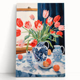 Maximalist Floral Still Life Wall Art with Vibrant Tulips and Bold Vase