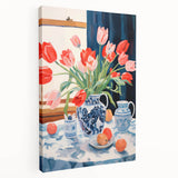 Maximalist Floral Still Life Wall Art with Vibrant Tulips and Bold Vase