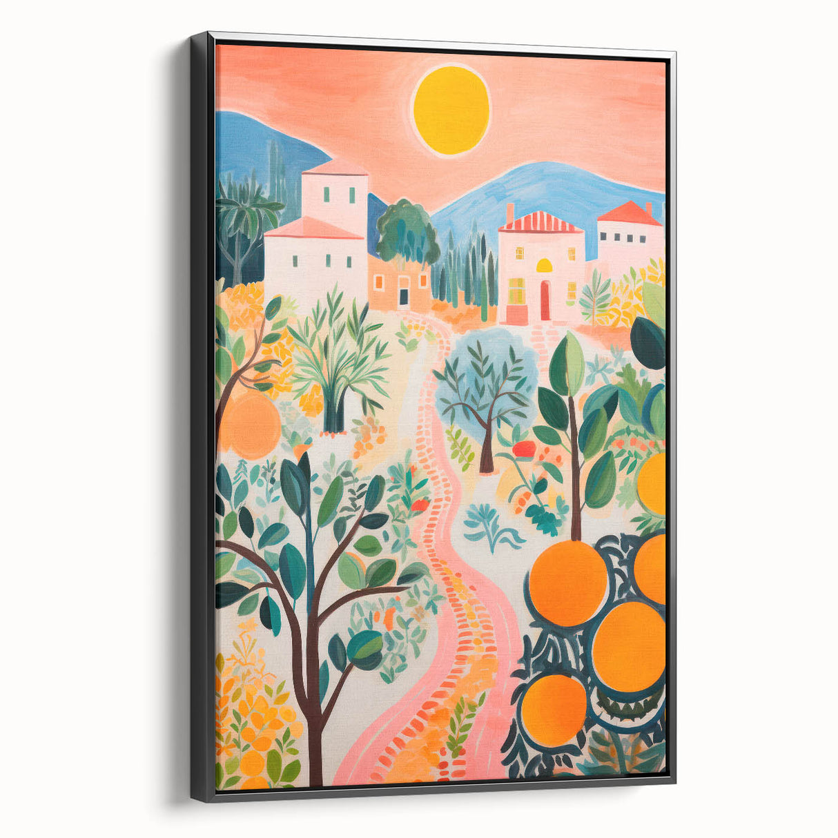 Maximalist Landscape Wall Art with Bold Citrus and Mediterranean Vibes