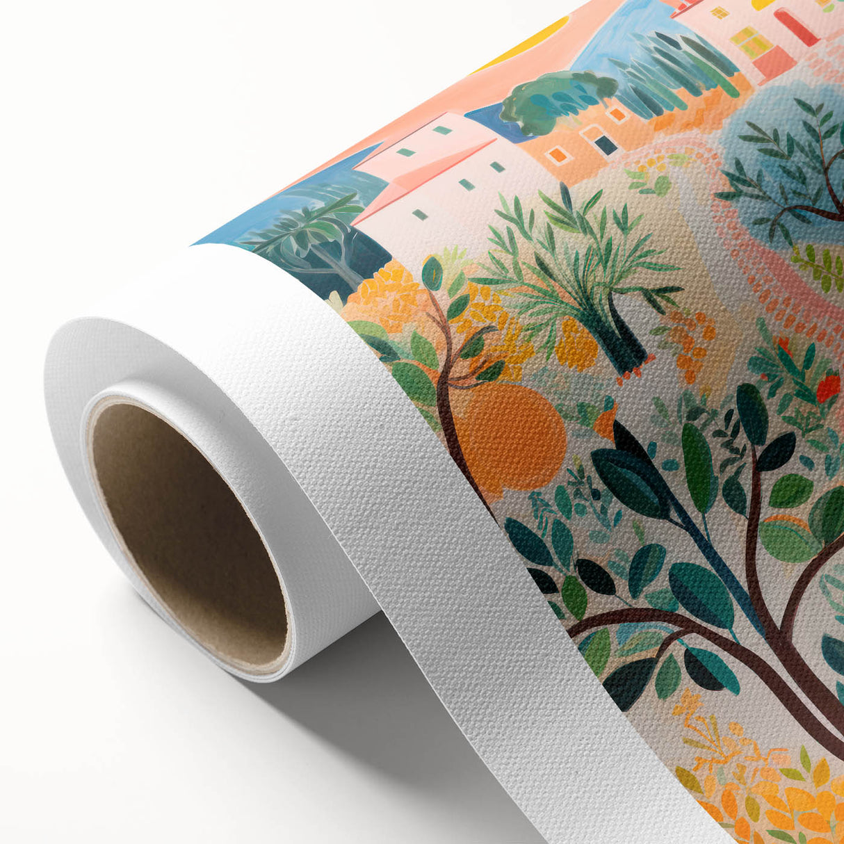 Maximalist Landscape Wall Art with Bold Citrus and Mediterranean Vibes