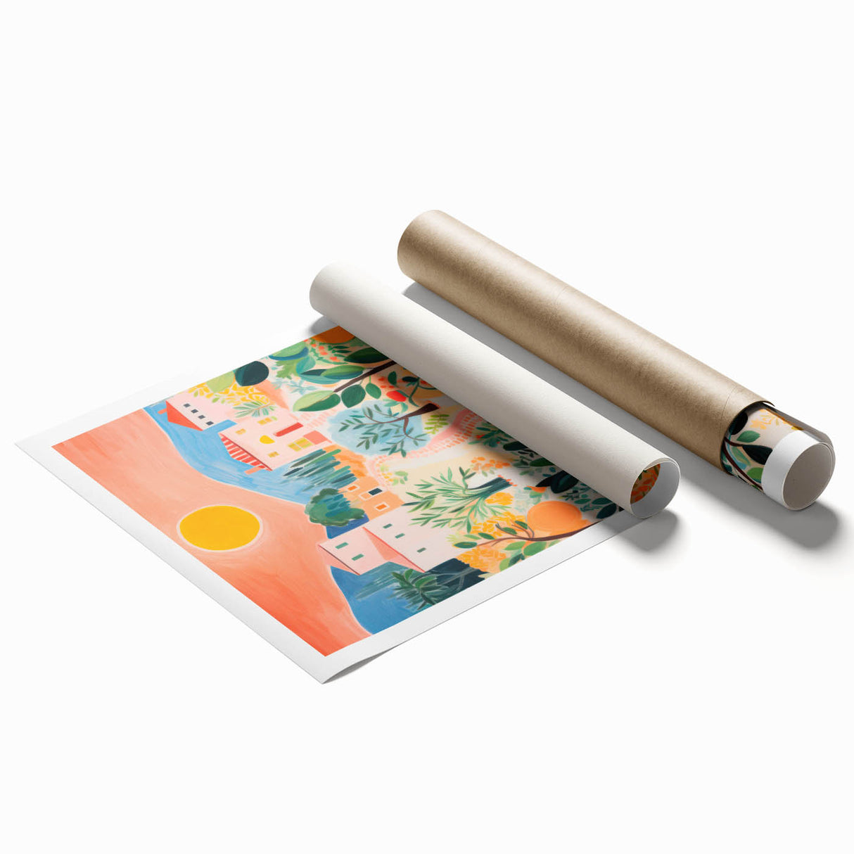 Maximalist Landscape Wall Art with Bold Citrus and Mediterranean Vibes