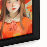 Maximalist Portrait Wall Art with Bold Florals and Vibrant Orange Hat Design