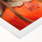 Maximalist Portrait Wall Art with Bold Florals and Vibrant Orange Hat Design