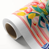 Maximalist Floral Wall Art with Vibrant Tulips in Blue and White Vase