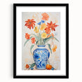 Maximalist Floral Wall Art with Bold Flowers in Intricate Blue Vase Design