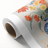 Maximalist Floral Wall Art with Bold Flowers in Intricate Blue Vase Design