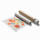 Maximalist Floral Wall Art with Bold Flowers in Intricate Blue Vase Design