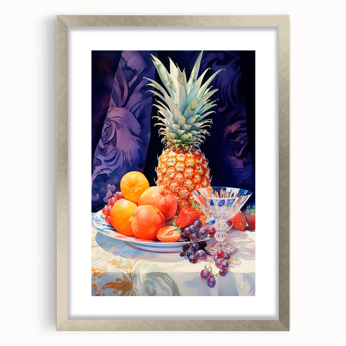 Maximalist Still Life Wall Art with Bold Pineapple and Vibrant Fruit Display
